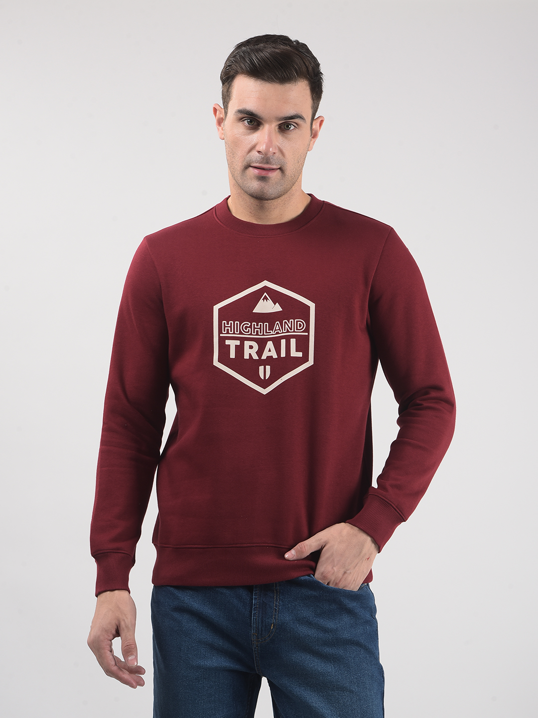 Numero Uno Men Typography Maroon Sweat Shirt